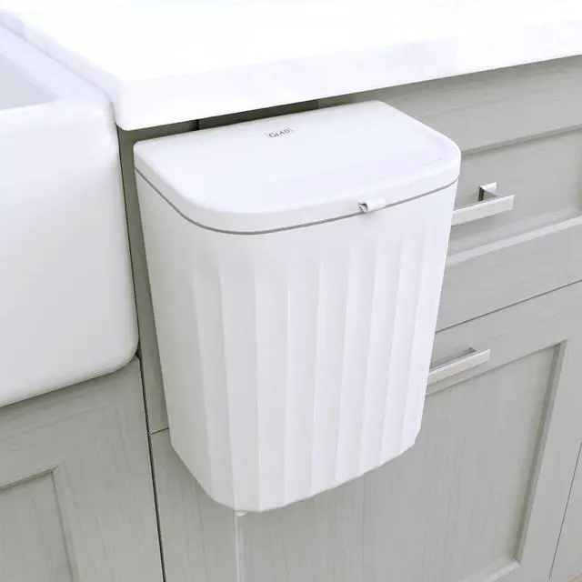 Main image of Roomate Under Counter Waste Bin | Space Saving Small Trash Can for Kitchen Cabinet, Bathroom or Office | Dual Lid for Ease of Opening, 9 Liter, White
