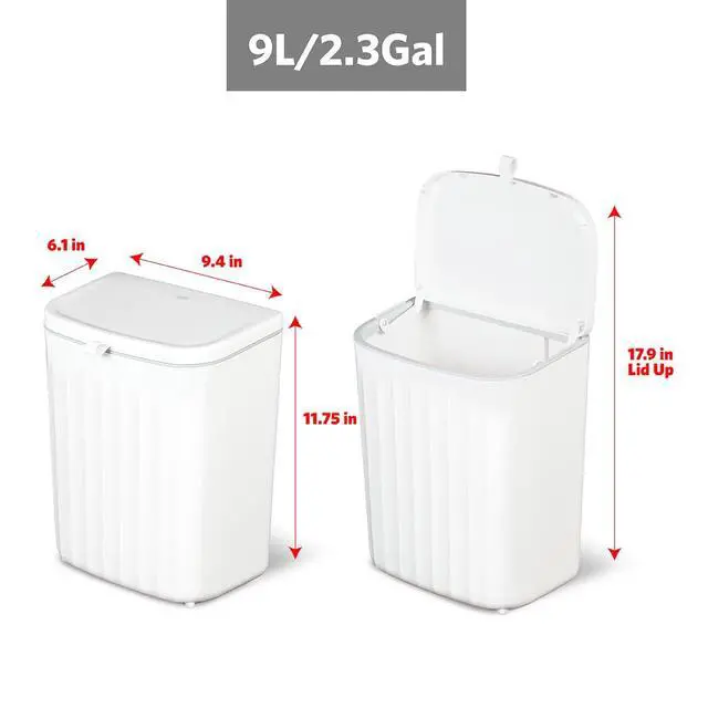 Alt view image 2 of 7 - Roomate Under Counter Waste Bin | Space Saving Small Trash Can for Kitchen Cabinet, Bathroom or Office | Dual Lid for Ease of Opening, 9 Liter, White