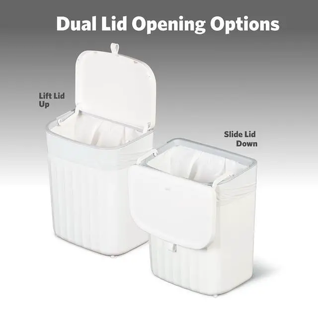 Alt view image 3 of 7 - Roomate Under Counter Waste Bin | Space Saving Small Trash Can for Kitchen Cabinet, Bathroom or Office | Dual Lid for Ease of Opening, 9 Liter, White
