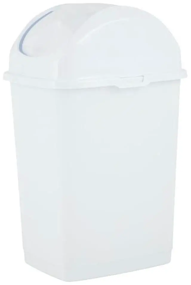 Main image of Small 2.5 Gallon Plastic Trash Can with Swing Top Lid, Compact Slim Waste Bin for Under Desk, Office, Bedroom, Bathroom, Dorm Room, 10 Qt. Portable Garbage Can (White)
