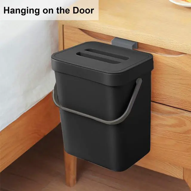 Alt view image 5 of 7 - Mini Countertop Trash Can, Compact Waste Basket Garbage Can, Small Trash Bin with Lid for Desk/Office/Dorm, 3L/0.8 Gal, Black