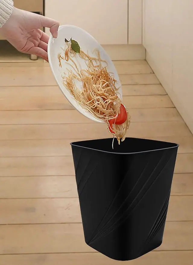 Alt view image 2 of 7 - Small Plastic Trash Can Wastebasket Recycling Bin for Bathroom, Dorm, BedroomHome Office, Garbage Can for Bedroom, Kids Room (1, Black)