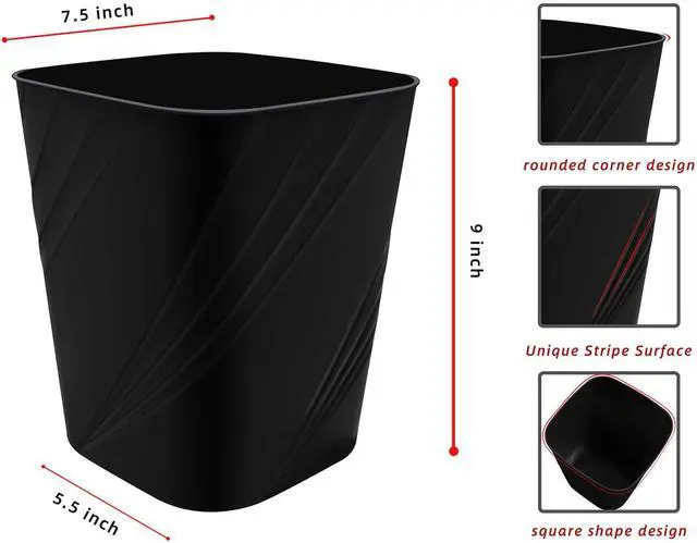 Alt view image 3 of 7 - Small Plastic Trash Can Wastebasket Recycling Bin for Bathroom, Dorm, BedroomHome Office, Garbage Can for Bedroom, Kids Room (1, Black)
