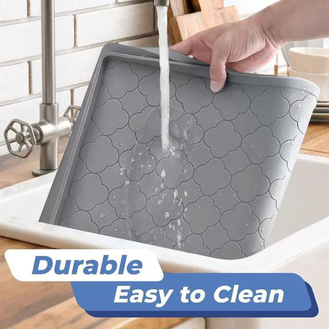 Alt view image 4 of 7 - Under Sink Mat 34" x 22" Waterproof Silicone Cabinet Kitchen Liner