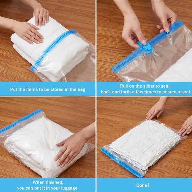 Alt view image 4 of 7 - 4 Pcs Roll Up Compression Bags, No Pump Needed