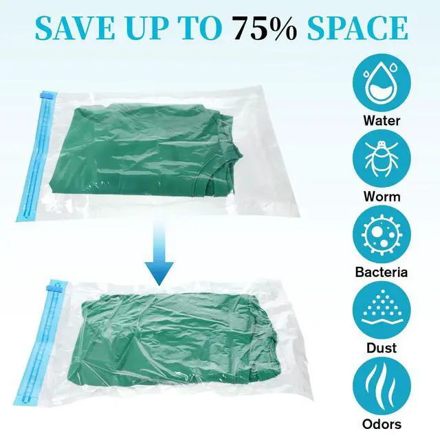 Alt view image 3 of 7 - 4 PCS Roll up Compression Bags, 19 X 14" Vacuum Travel Bag, Roll-Up Space Saver Bags for Travel, Vacuum Seal Storage Bag for Packing Clothing Suitcases Luggage Home Organizers, No Pump Needed