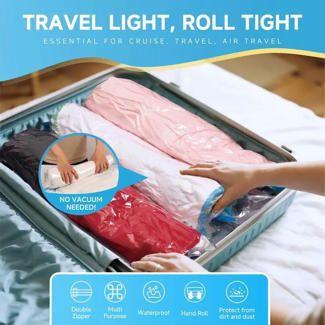 Alt view image 3 of 5 - Compression Bags for Travel - Travel Essentials - 20 Pack Space Saver Bags - No Vacuum Needed - Compression Packing Bags for Cruise Accessories
