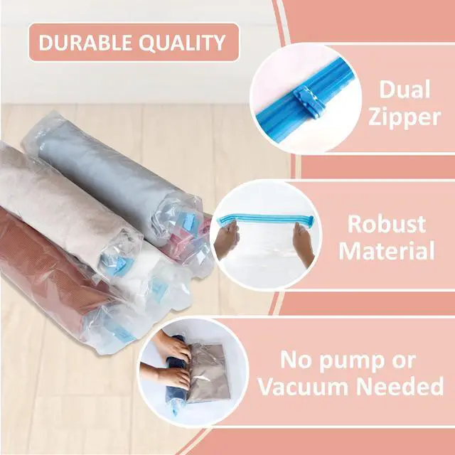 Alt view image 4 of 7 - Compression Bags for Travel - Travel Essentials - 20 Pack Space Saver Bags - No Vacuum Needed - Compression Packing Bags for Cruise Accessories