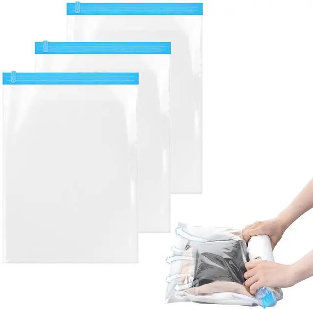 Main image of Travel Compression Bags, Roll-Up Space Saver Bags Vacuum Storage Bags 47x35cm/18.5x13.7in for Luggage Backpack Suitcase Packing Organizers(3PCS)