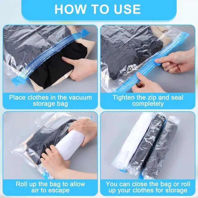 Alt view image 4 of 7 - Travel Compression Bags, Roll-Up Space Saver Bags Vacuum Storage Bags 47x35cm/18.5x13.7in for Luggage Backpack Suitcase Packing Organizers(3PCS)