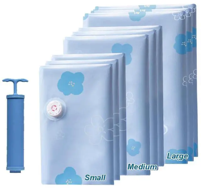 Main image of Vacuum Storage Bags for Clothing, 9 Pack Vacuum Seal Bags for Travel, 3 Sizes Compression Packing Bags 80% Space Saver for Suitcase Luggage, Bedding & Seasonal Storage