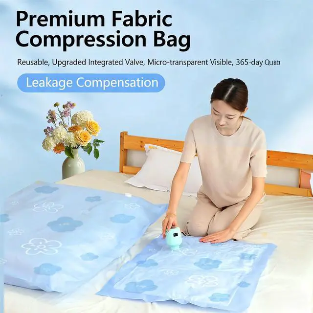 Alt view image 2 of 7 - Vacuum Storage Bags for Clothing, 9 Pack Vacuum Seal Bags for Travel, 3 Sizes Compression Packing Bags 80% Space Saver for Suitcase Luggage, Bedding & Seasonal Storage