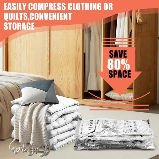 Alt view image 3 of 6 - Vacuum Storage Bags 6 Pack Medium - Space Saver Bags for Comforters, Blankets, Clothes with Hand Pump - Compression Sealer Bags for Travel, Luggage, Moving, Closet Organization.