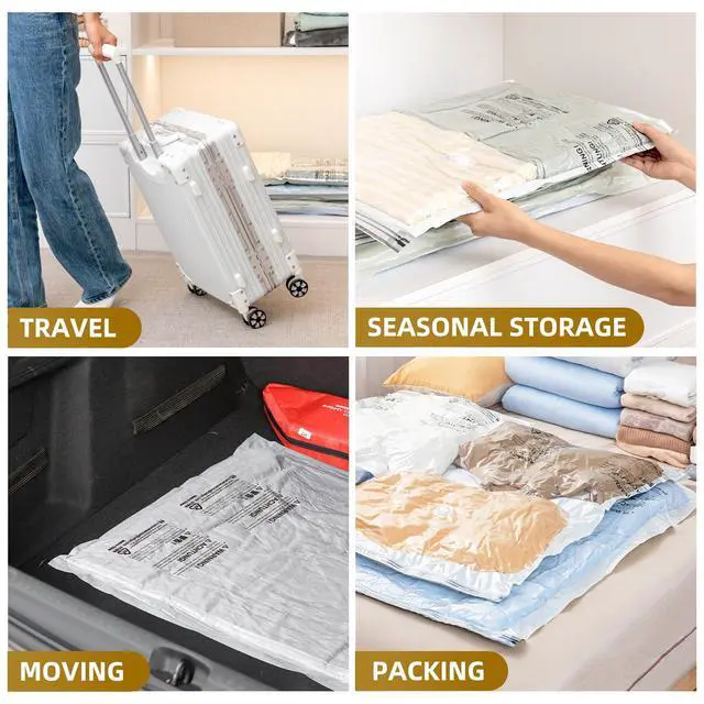 Alt view image 7 of 7 - 4 Pack Vacuum Storage Bags, Jumbo Size (31×40 inch), Vacuum Seal Bag for Clothing, Bulky Bedding, Comforter, Blankets, Pillows, Space Saver Packing