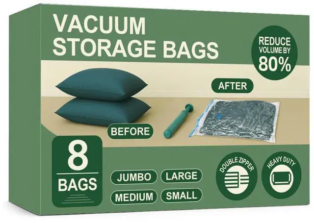 Main image of Vacuum Bags for Travel with Pump,8 Pack Vacuum Storage Bags for Bedding and Clothing,Space Saver Bags for Travel and Home(with Hand Pump, Medium 50 * 70)