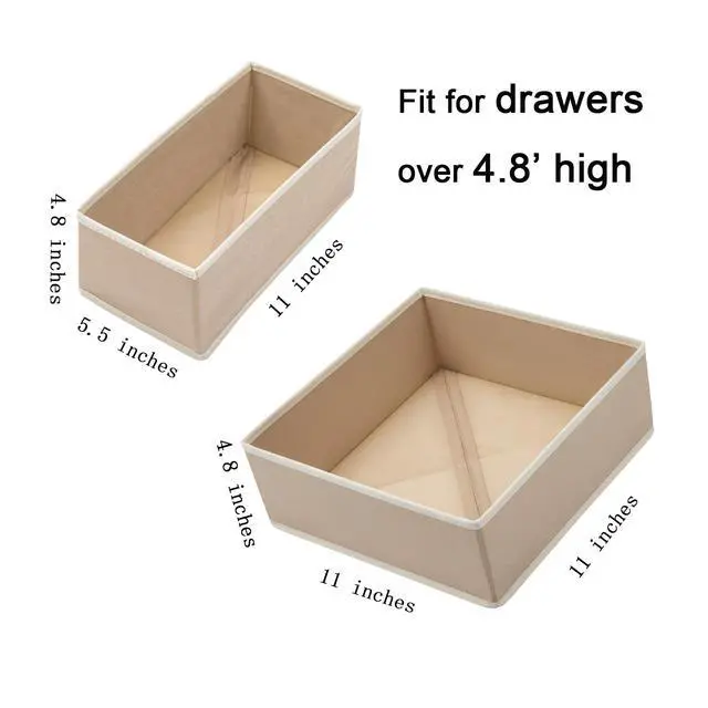 Alt view image 3 of 7 - Drawer Organizer Set of 4- Fabric Storage Bins for Clothes, Underwear, Socks & Bras - 11" Dresser Dividers for Bedroom Closet