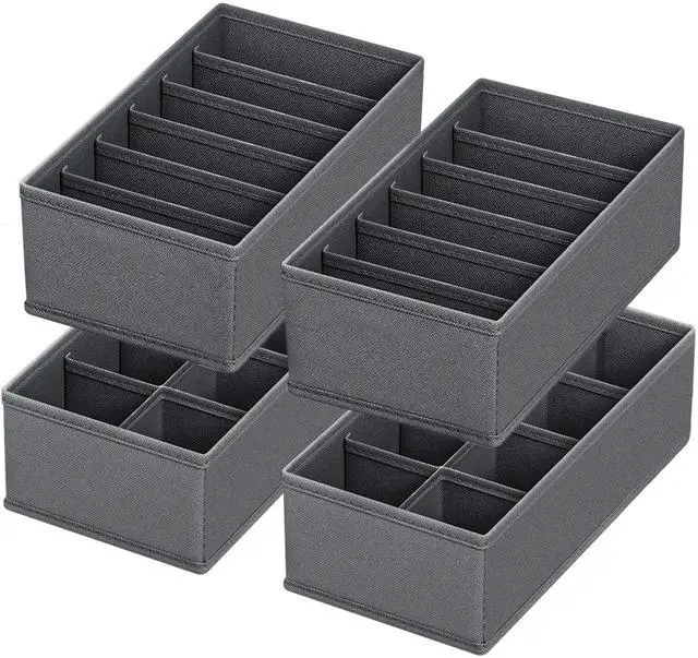 Main image of 4 PACK Sock Underwear Drawer Organizer Dividers, Collapsible Cabinet Closet Storage Boxes for Clothes, Socks, Lingerie, Underwear, Tie, Belt,Bedroomedroom