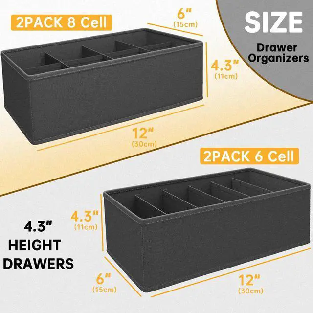 Alt view image 3 of 7 - 4 PACK Sock Underwear Drawer Organizer Dividers, Collapsible Cabinet Closet Storage Boxes for Clothes, Socks, Lingerie, Underwear, Tie, Belt,Bedroomedroom