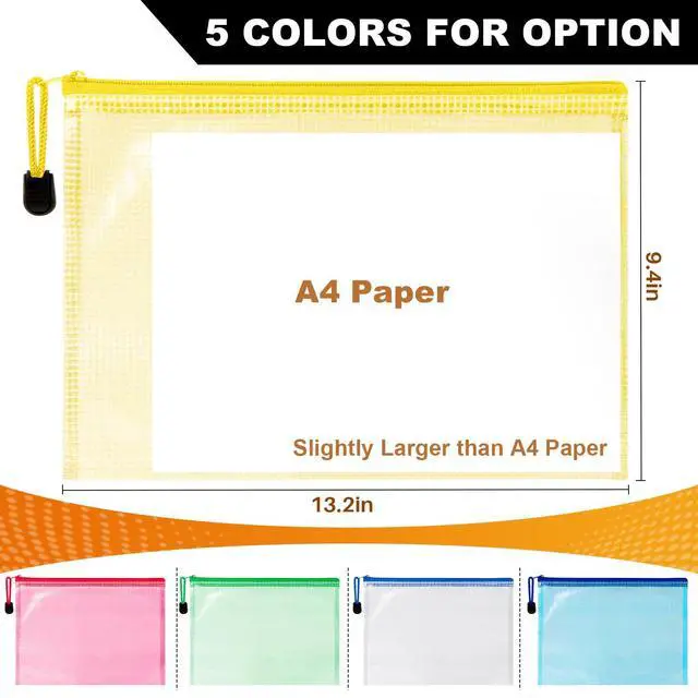 Alt view image 5 of 6 - Mesh Zipper Pouch Bags - A4 Clear Zipper Pouches, 13.2 x 9.4 Inch