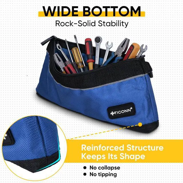 Alt view image 5 of 7 - Tool Pouches with Zipper, 1680D Oxford Small Tool Bags, Waterproof Utility Bag Zipper Pouch for Tool Organizers and Storage (3 Pack Small)