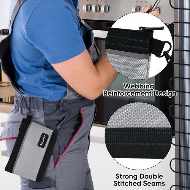 Alt view image 7 of 7 - Tool Pouches with Zipper, 1680D Oxford Small Tool Bags, Waterproof Utility Bag Zipper Pouch for Tool Organizers and Storage (3 Pack Small)