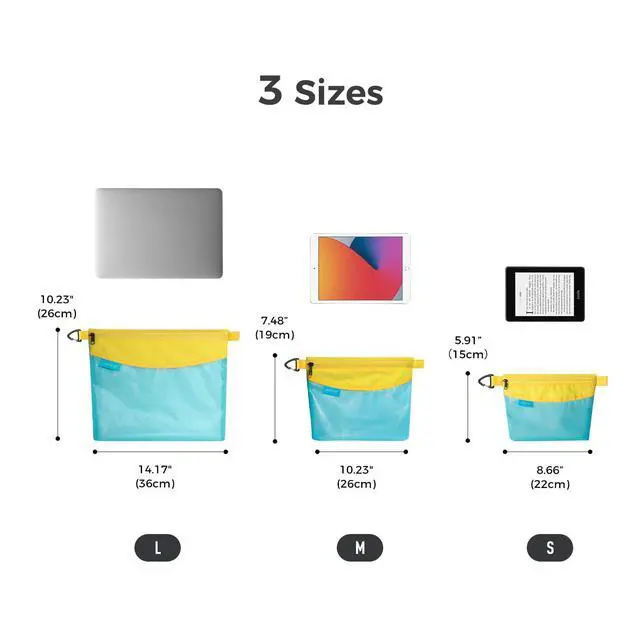 Alt view image 5 of 7 - Water-resistant Material Zipper Pouch, Mesh Zipper Bag for Storage, Travel, Office (Small, Blue)