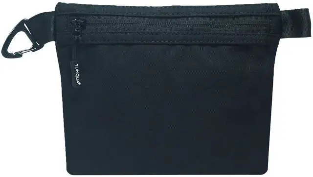 Main image of Water-Resistant Zipper Pouch with Carabiner Clip, Small Nylon Multipurpose Travel Digital Cosmetics Toiletry Bag Tool Storage Pouch, Black