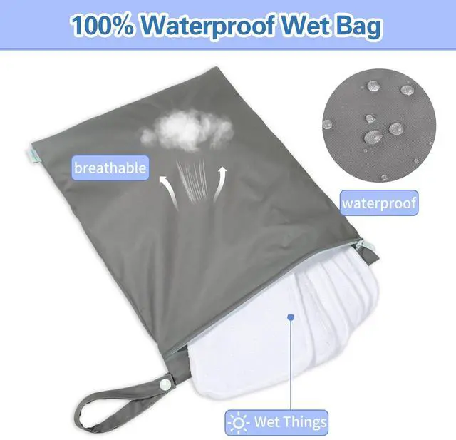 Alt view image 2 of 7 - Waterproof Wet Dry Bag for Swimsuit, Reusable Bag for Travel, Food Storage, Stroller, Daycare, Baby Diapers, Yoga, Beach, Pool, Wet Clothes-Black