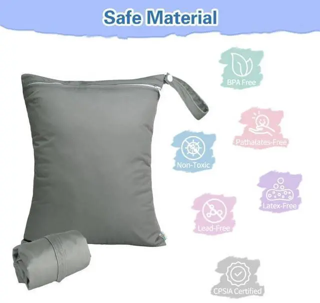 Alt view image 5 of 7 - Waterproof Wet Dry Bag for Swimsuit, Reusable Bag for Travel, Food Storage, Stroller, Daycare, Baby Diapers, Yoga, Beach, Pool, Wet Clothes-Black