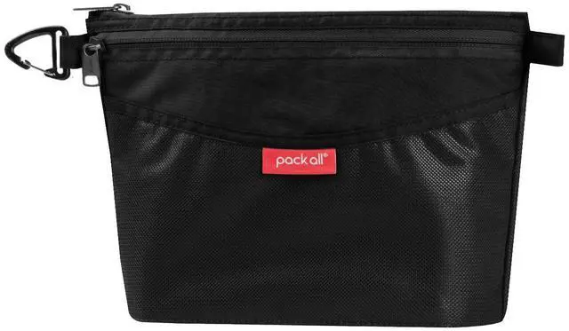 Main image of Double-layered Water-Resistant Zipper Pouch, Mesh Zipper Bags for Storage, Travel, Office & Home Organization (Black, Medium)