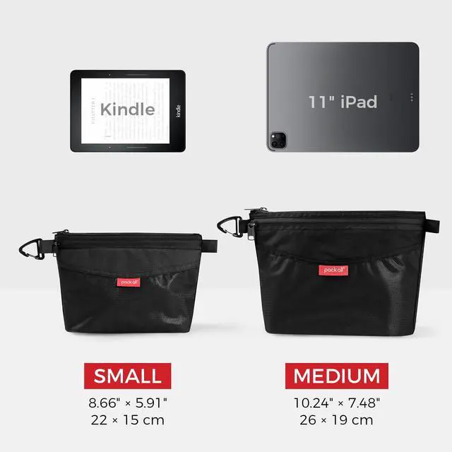 Alt view image 5 of 7 - Double-layered Water-Resistant Zipper Pouch, Mesh Zipper Bags for Storage, Travel, Office & Home Organization (Black, Medium)