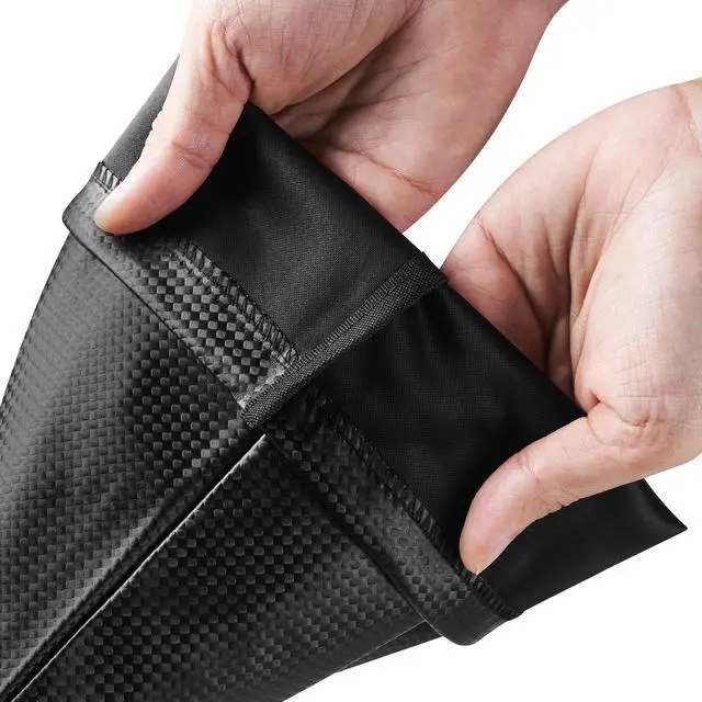 Alt view image 4 of 7 - Tech-Weave PU-Coated Drawstring Bags (Set of 5) Water-Resistant, Directional-Stretch Travel Organizers for Phone, Toiletries, Tech Gear, Collections - Wipe-Clean (Black 3D, 5 x 7 Inch)