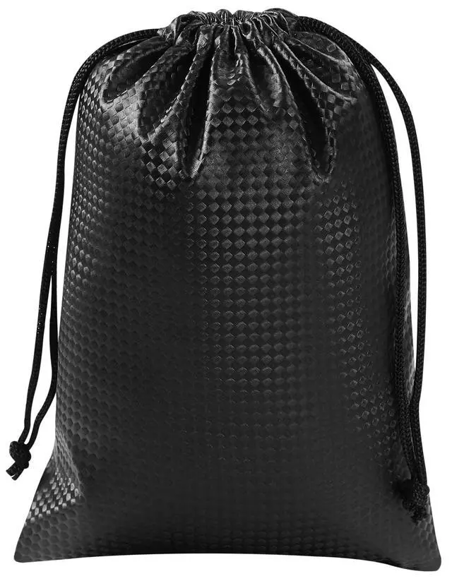 Alt view image 7 of 7 - Tech-Weave PU-Coated Drawstring Bags (Set of 5) Water-Resistant, Directional-Stretch Travel Organizers for Phone, Toiletries, Tech Gear, Collections - Wipe-Clean (Black 3D, 5 x 7 Inch)