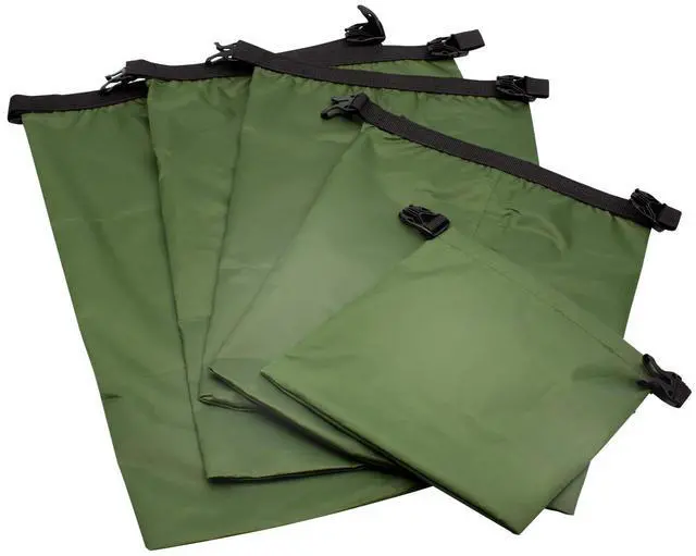 Main image of Set of 5 Sizes Roll Top Waterproof Dry Bag Kit Storage Compression Bag Sack Poch Packing Organizers Water Resistant Camping Travel - Forestgreen