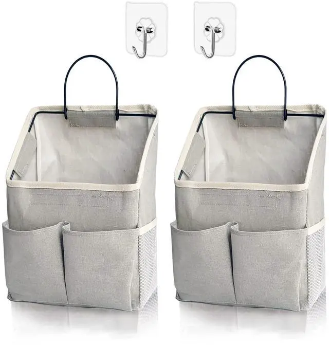 Main image of 2 Pack Wall Hanging Storage Bag,Wall Hanging Organizer with Pockets, Hanging storage basket for Dormitory Bathroom Bedroom (Grey-upgraded)