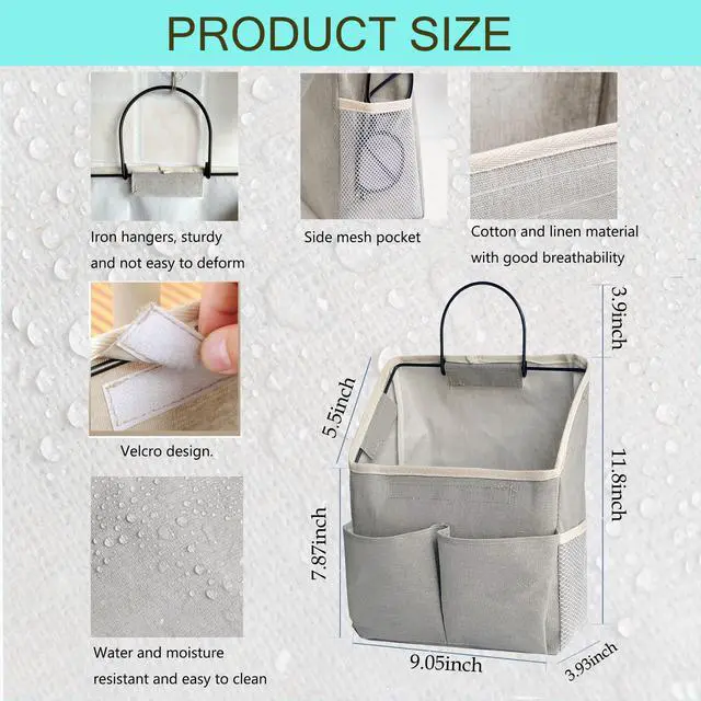 Alt view image 2 of 6 - 2 Pack Wall Hanging Storage Bag,Wall Hanging Organizer with Pockets, Hanging storage basket for Dormitory Bathroom Bedroom (Grey-upgraded)