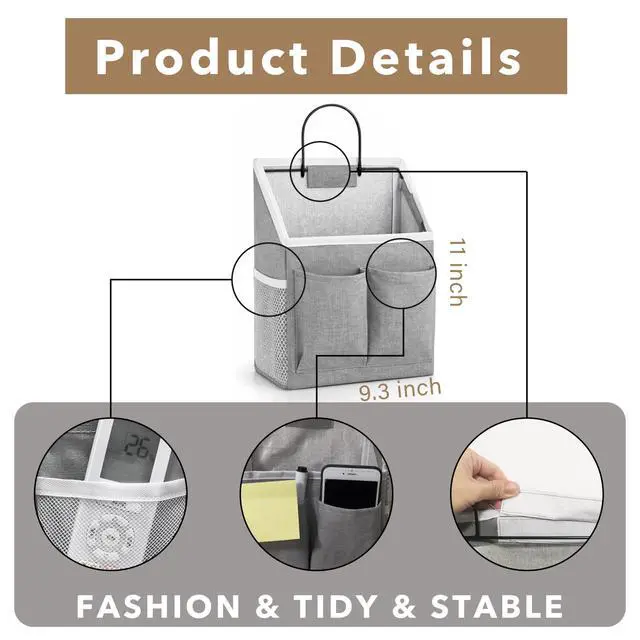 Alt view image 2 of 6 - 2pcs Wall Hanging Storage Bag, Wall Hanging Baskets for Organizing as Over the Door Organizer, Wall File Organizer, Rv Storage and Organization. For Bedroom, Office, Camper (Gray-Upgraded)