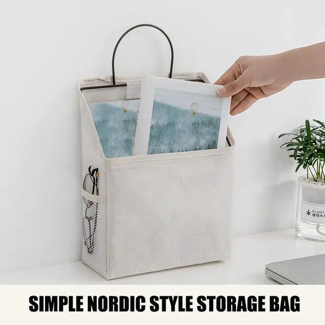 Alt view image 3 of 6 - 2Pcs Wall-Hanging Storage Bags,Desktop Organizer Basket Cotton Linen Hanging Storage Basket for Kitchen,Bderoom,Living Room-Triangle