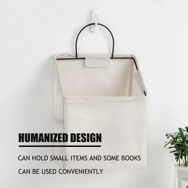 Alt view image 6 of 6 - 2Pcs Wall-Hanging Storage Bags,Desktop Organizer Basket Cotton Linen Hanging Storage Basket for Kitchen,Bderoom,Living Room-Triangle