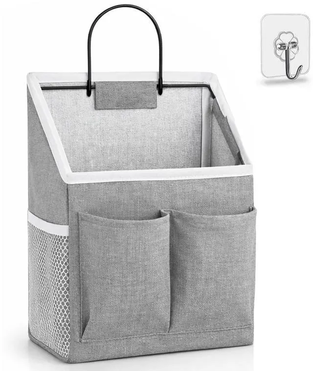 Main image of 1pcs Wall Hanging Storage Bag, Wall Hanging Baskets for Organizing as Over the Door Organizer, Wall File Organizer, Rv Storage and Organization. For Bedroom, Office, Camper (Gray-Upgraded)