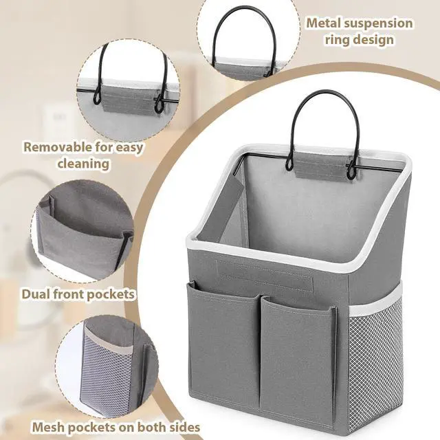 Alt view image 3 of 7 - Wall Hanging Storage Bag, Hanging Storage Basket for Organizing, Wall Organizer with Pockets for Bathroom, Bedroom, Dormitory, RV