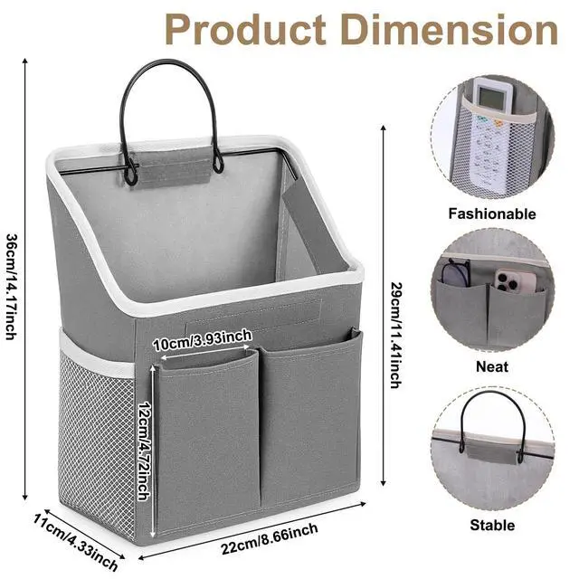 Alt view image 2 of 7 - Wall Hanging Storage Bag, Hanging Storage Basket for Organizing, Wall Organizer with Pockets for Bathroom, Bedroom, Dormitory, RV