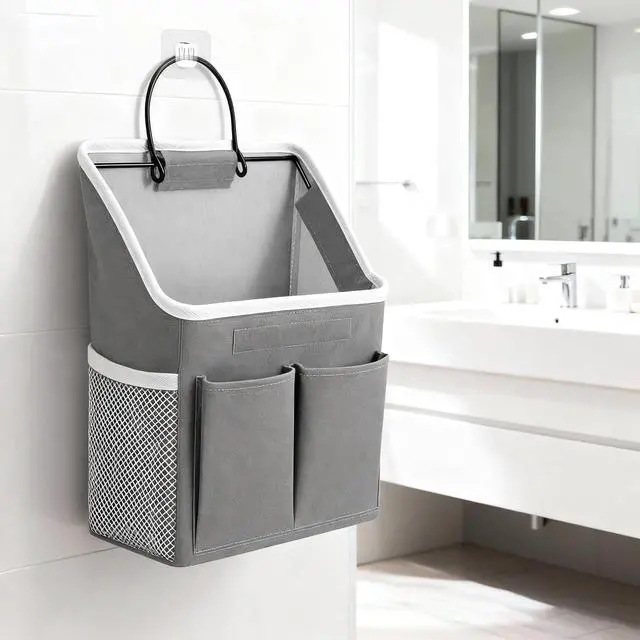 Alt view image 7 of 7 - Wall Hanging Storage Bag, Hanging Storage Basket for Organizing, Wall Organizer with Pockets for Bathroom, Bedroom, Dormitory, RV