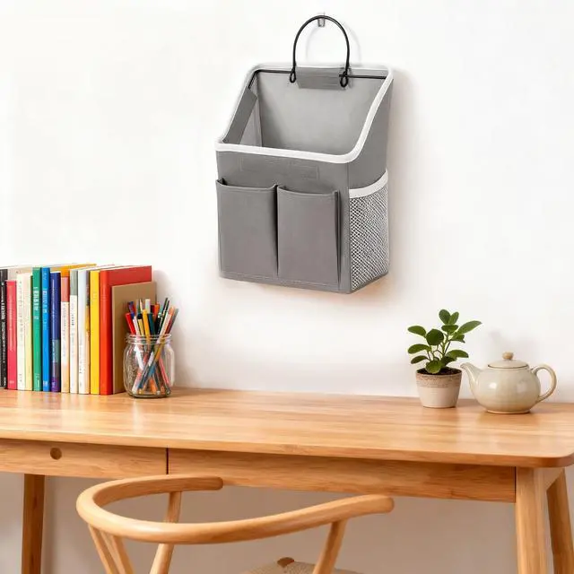 Alt view image 6 of 7 - Wall Hanging Storage Bag, Hanging Storage Basket for Organizing, Wall Organizer with Pockets for Bathroom, Bedroom, Dormitory, RV