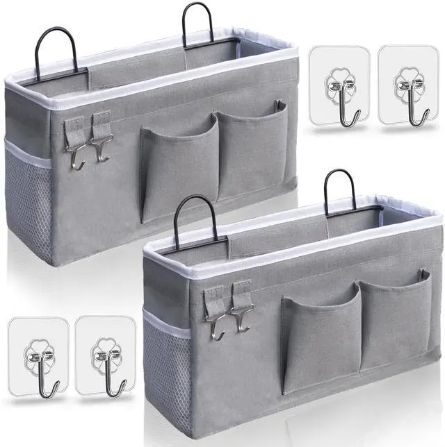 Main image of 2pcs Hanging Baskets for Organizing,Fabric Wall storage Basket,Wall Organizer for Closet,Kitchen, Bedroom, Office, RV Camper,Locker (Gray)