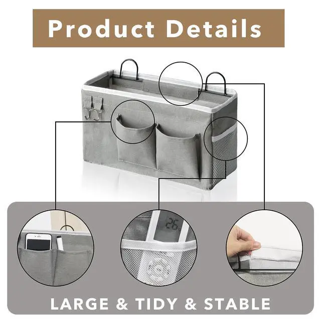 Alt view image 5 of 6 - 2pcs Hanging Baskets for Organizing,Fabric Wall storage Basket,Wall Organizer for Closet,Kitchen, Bedroom, Office, RV Camper,Locker (Gray)