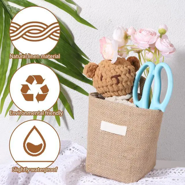 Alt view image 3 of 7 - Small Hanging Basket, Small Wall Basket Cotton and Linen Hanging Storage Foldable Baskets for Desktop, Ideal for Organizing Keys and Miscellaneous Items Family Organizer Box