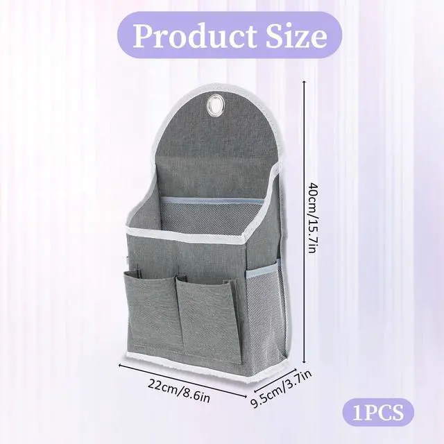 Alt view image 2 of 7 - 1 Pack Wall Hanging Organizer Bag with Pockets Fabric Storage Bag Basket Wall Mount Hangable Organizer File Pocket Fabric Magazine Waterproof for Bathroom, Office, Kitchen, Bedroom