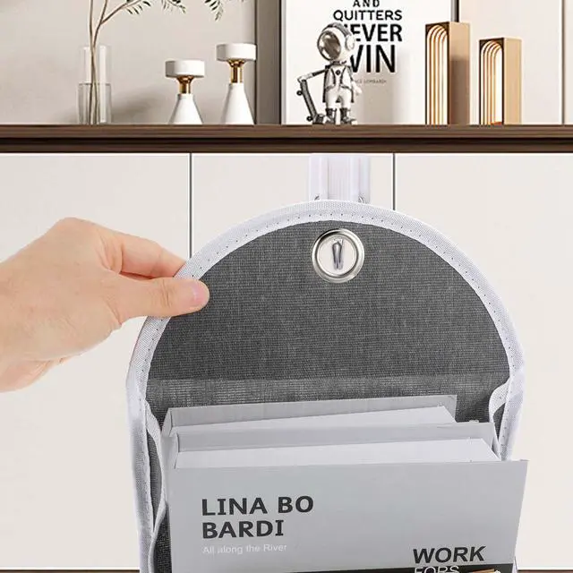Alt view image 4 of 7 - 1 Pack Wall Hanging Organizer Bag with Pockets Fabric Storage Bag Basket Wall Mount Hangable Organizer File Pocket Fabric Magazine Waterproof for Bathroom, Office, Kitchen, Bedroom