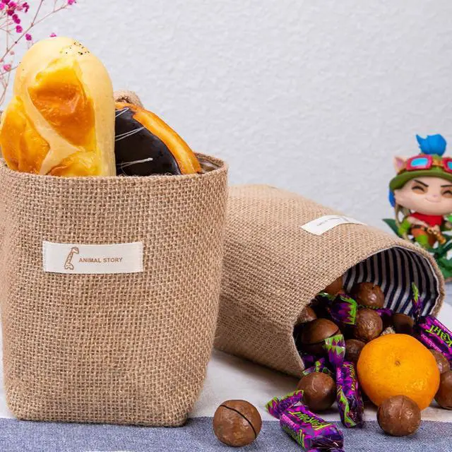 Alt view image 5 of 7 - 4 Pack Wall Hanging Storage Bags Hanging Storage Bags Cotton Linen Storage Basket Foldable Wall Hanging Basket Family Organizer Box Decorative Bag (Color as Shown)3.93 * 3.93 * 5.31